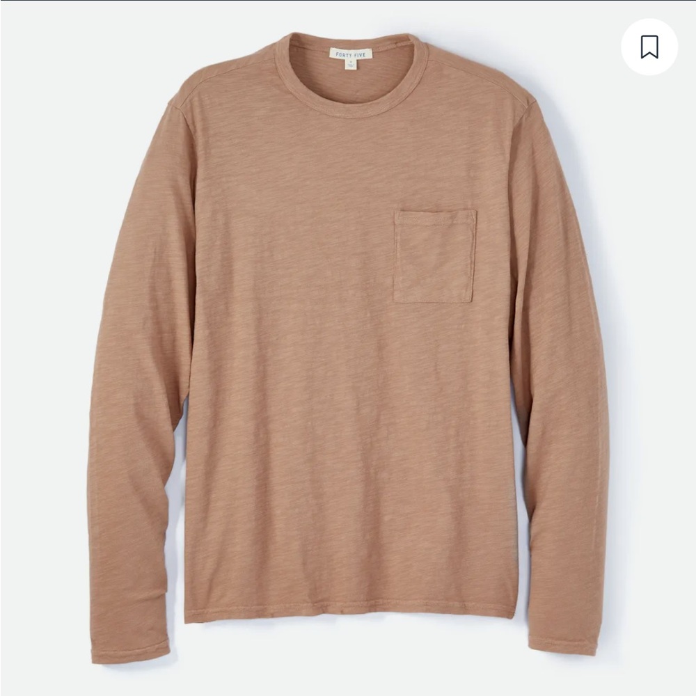 FORTY FIVE
Slub Long Sleeve Pocket T-Shirt
 in Sand Stone size large